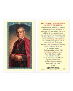 Prayer for Canonization of Fulton Sheen Laminated Holy Card Inc. of 25