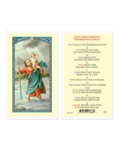 Saint Christopher Ten Commandments Highway Safety Holy Card