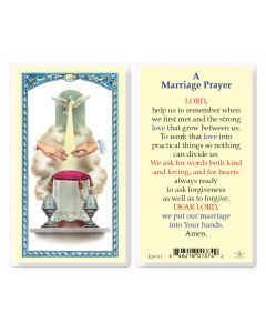 Marriage Prayer with Wedding Symbol Holy Card