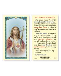 Acceptance Prayer with Sacred Heart of Jesus and Cross Holy Card