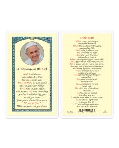 Message to the Sick Don't Quit Holy Card
