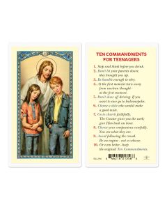 Ten Commandments for Teenagers Holy Card