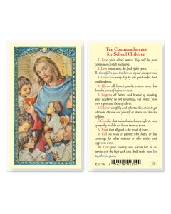 Ten Commandments for School Kids Holy Card