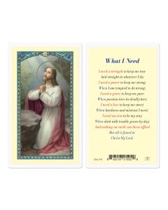 What I Need with Christ in Garden Holy Card