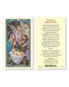 Prayer to Obtain Favors Christmas Holy Card