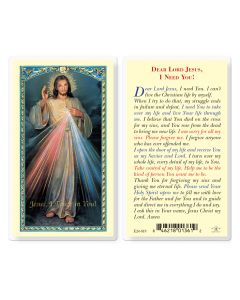 Divine Mercy Dear Lord Jesus I Need You Holy Card