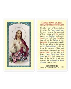 I Commit This Day To You with Sacred Heart of Jesus Holy Card