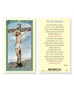 The Five Wounds Laminated Holy Card