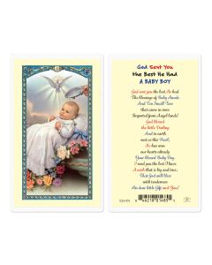 Baptism with God Sent You The Best He Had a Baby Boy Holy Card