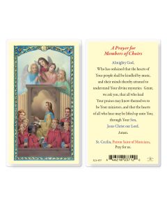 Saint Cecilia a Prayer for Church Choir Holy Card