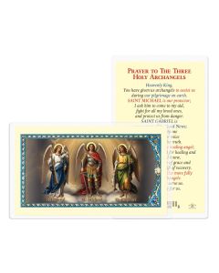 Prayer to the Three Holy Archangels - Laminated Holy Card  Pk 25
