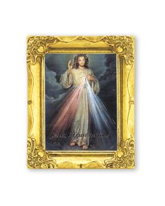 3" x 2" Antique Gold Frame with Divine Mercy Print-P65