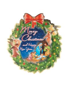 12" Christmas and New Year Wreath Shaped Plaque