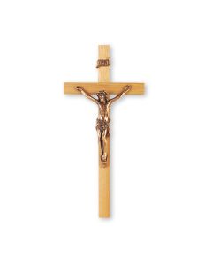9" Oak Cross with Museum Gold Tone Corpus