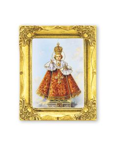 3" x 2" Antique Gold Frame with Infant of Prague Print-P65