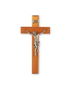 11" Natural Cherry Cross with a Fine Pewter Corpus