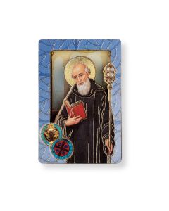Saint Benedict Magnetic Standing Wooden Plaque