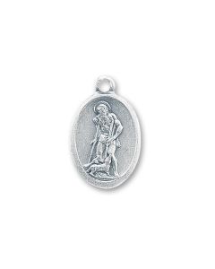 1" Oval Oxidized Saint Lazarus Medal in Spanish (Sold in Inc. of 25)