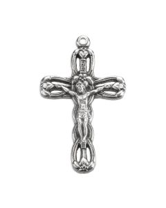 1 1/4" Antiqued Silver Oxidized Pierced Crucifix