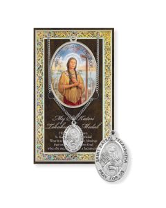 Saint Kateri Tekakwitha Genuine Pewter Medal on a 18" Chain with Biography and Picture Folder