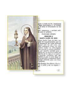 Saint Clare Holy Card in Spanish