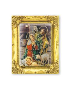 3" x 2" Antiqued Gold Frame with Nativity Print-P65