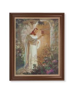 13 1/2" x 16 9/16" Walnut Finished Frame with 11" x 14" Sallman: Christ Knocking Textured Art