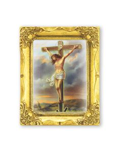 3" x 2" Antique Gold Frame with Crucifixion Print-P65