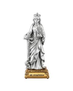 6 1/2" Pewter Saint Dymphna Statue, Gift Boxed-P65