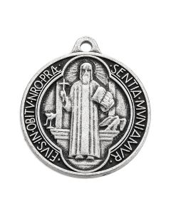 1 3/8" St. Benedict Jubilee Medal in Antiqued Silver Finish