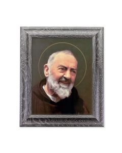 10 1/2" x 12 1/2" Grey Oak Finish Frame with an 8" x 10" Saint Pio Print