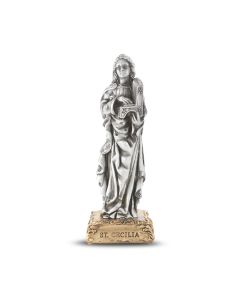 4 1/2" Pewter Saint Cecilia Statue, Gift Boxed-P65