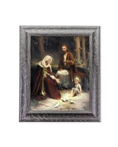 10 1/2" X 12 1/2" Grey Oak Finish Frame with an 8" X 10" The Holy Family Print
