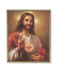 8" x 10" Gold Plaque Frame with a La Fuente: Sacred Heart of Jesus Print