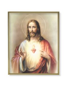 11" x 14" Gold Plaque Frame with a Sacred Heart of Jesus Print