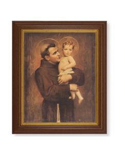 10 1/2" x 12 1/2" Walnut Finish Beveled Frame with 8" x 10" Saint Anthony with Jesus Textured Art
