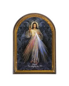 Divine Mercy Spanish Arched Wood Plaque