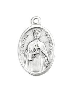 1" Oval Antiqued Silver Oxidized Saint Martin De Porres Medal