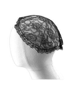 Black Mantilla Cap in Fine Floral Lace Head Covering