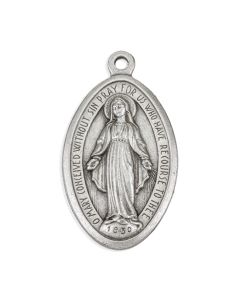 1 7/8" Miraculous Medal in Antiqued Silver Finish
