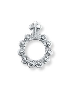 Rose Bud Rosry Ring with Cross