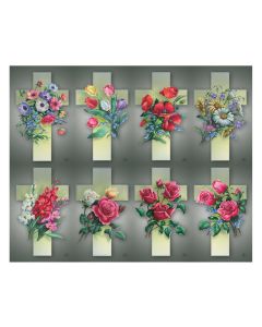 Aurora Cross with Flowers Eight-Up Micro Perforated Holy Cards
