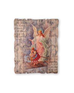 5 1/4" x 4 1/4 " Guardian Angel Small Vintage Wooden Plaque