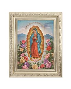 8.25" x 10.25" Silver Ornate Frame with a 6" x 8" Our Lady of Guadalupe Print