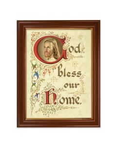 15 1/2" x 19 1/2" Walnut Finish Frame with Gold Accent and a 12" x 16" House Blessing Textured Art