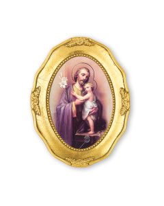 3 1/2" x 4 1/2" Gold Leaf Framed with a Saint Joseph Print-P65
