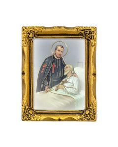 3" x 2" Antique Gold Frame with Saint Camillus Print-P65