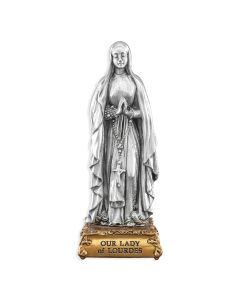 4 1/2" Pewter Our Lady of Lourdes Statue, Gift Boxed-P65