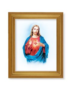 10" x 12" Gold Leaf Finish Beveled Frame with 8" x 10" Sacred Heart of Jesus Textured Art