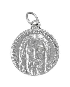 1" Holy Face of Jesus, Head of Christ Medal in Antiqued Silver Finish